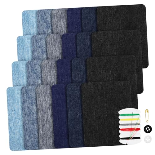 Housoutil 30 Stück Denim-Aufkleber Flicken für Kleidung Reparatur Stoff Flecken textilkleber Patches für Kleidung Flicken für Jeans innen bügeln Bügeleisen auf Applikation reine Baumwolle von Housoutil