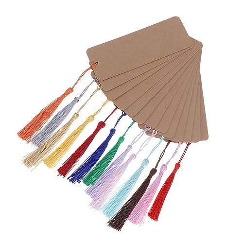 Housoutil 30 Stück Diy Handgemachte Papier Lesezeichen mit Quasten Braune Blanko Lesezeichen für Kreatives Basteln Dekorationen und für Parties und Anlässe von Housoutil