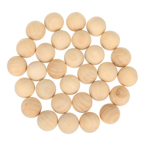 Housoutil 30 Stück Große Runde Holzkugeln aus Massivem Lotus Holz ohne Loch Glatte Oberfläche Naturfarbene DIY Bastelperlen für Malen Schmuckherstellung und Dekoration von Housoutil