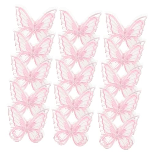Housoutil 30 Stück Kompakte Hutaufnäher Schmetterling Dekorationen Patches Nähen Schmetterlinge Dekorativer Schmetterling Stoff Flecken Spitze Flügel Trimmen Rosa Organza von Housoutil