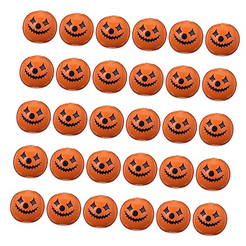 Housoutil 30 Stück Teiliges Halloween Holzperlen Orange Glatte Oberfläche Sichere DIY Bastelperlen für Schmuckherstellung Wand und Dekorationsgestaltung Vielseitiges Bastelzubehör von Housoutil