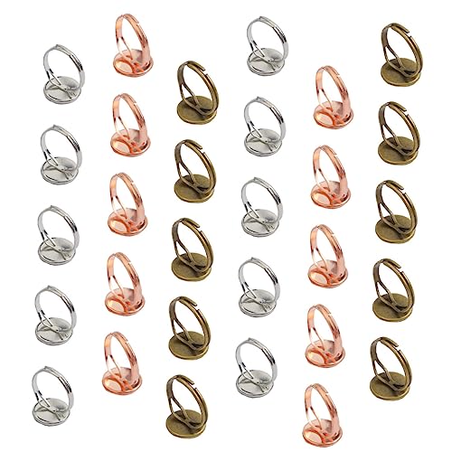Housoutil 30 Stück Teiliges Metallring Basis für Diy Schmuckherstellung Anpassbare Inlay Ringe für Kreative Fingerschmuck Gestaltung für Bastelprojekte und von Housoutil