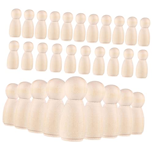 Housoutil 30 Stück kleiner Holzmann holzfiguren Peg-Puppe Miniatur Mannpuppe Menschen Marienkäfer Dolly bastelset DIY Holzpflockpuppen Puppen aus Holz DIY zubehör DIY-Graffiti-Puppen von Housoutil