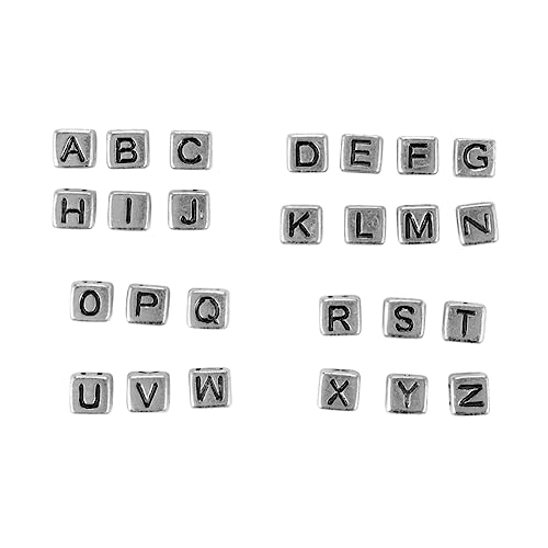 Housoutil 300 Stück Alphabet-Perlen große Buchstabenperlen Buchstabenwürfel Perlen Brief Armband Briefe Perle für Armband Bastelperlen selber machen Silver von Housoutil