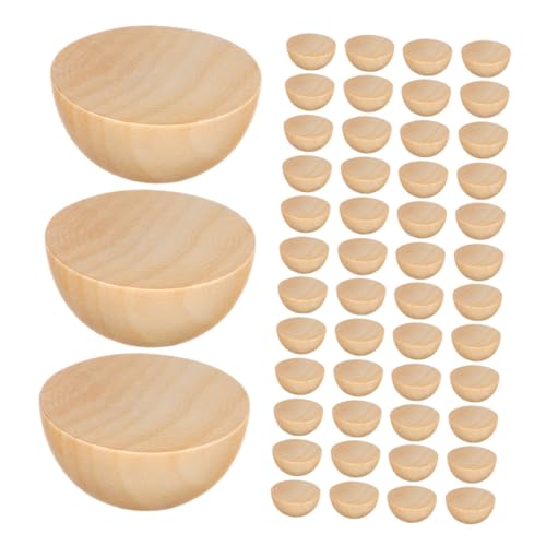 Housoutil 300 Stück Runde Holzperlen Unbehandelte Holzhalbkugeln Natürliche DIY Bastelperlen Für Kreative Projekte Erwachsene Dekoration von Housoutil