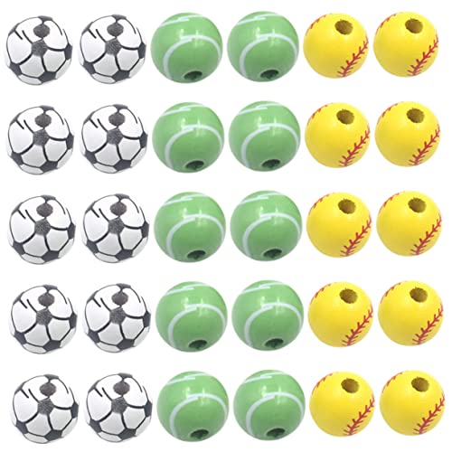 Housoutil 30Stücke Holzperlen Für DIY Schmuck Holzperlen Für Halsketten Und Armbänder Fußball Volleyball Und Tennisperlen Bastelzubehör Für Schmuckherstellung Housoutil 30Stücke Holzperlen Für DIY Schmuck Holzperlen Für Halsketten Und Armbänder Fußball Volleyball Und Tennisperlen Bastelzubehör Für Schmuckherstellung von Housoutil