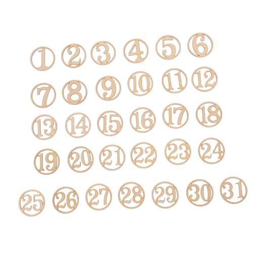 Housoutil 31 Stück Teiliges Holz zahlenanhänger zum Bemalen Kreative DIY holzornamente für Mathe lernen Natürliche Holzverzierungen für Hochzeitsdeko Weihnachts Heimdekoration von Housoutil