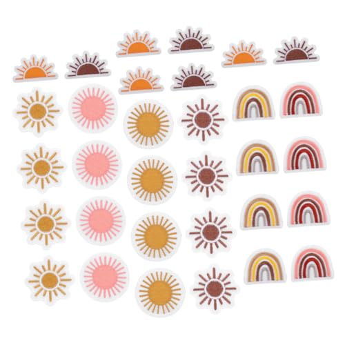 Housoutil 32 Stück Gestickter Stoffaufnäher Flicken Aufnähen Stickerei Verschönerung Patch Aufnähen Karikatur Bestickt Regenbogenfleck Hutflecken Kleidung Retro Klein Applikationen Polyester von Housoutil
