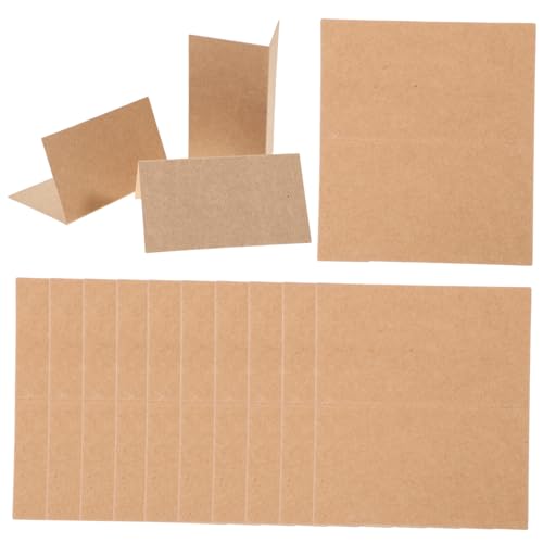 Housoutil 35 Stück Kraftpapierkarte Kartenhalter Schreibtisch gefaltet bürodeko büro dekoration Faltbare Namensschilder office decoration Desktop schmücken Namensanzeigekarte Gruß Brown von Housoutil