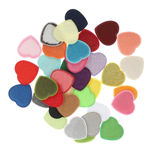 Housoutil 36 Stück Herzgestickter Stoffaufnäher für Kleidung repair kit stickrahmen Aufbügler bastel materialien bastelzeug Nähen bestickt Bügelflicken Herz gestickte Aufnäher Polyester von Housoutil