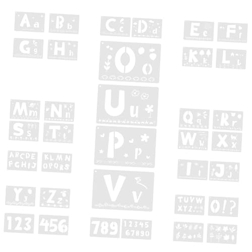 Housoutil 36 Stück Malvorlage Buchstaben Zum Basteln Große Buchstabenschablonen Malschablonen Wand Briefe Zahlen Schablonen Für Kuchenbuchstaben Alphabet Malen Malerei Plastik Weiß von Housoutil