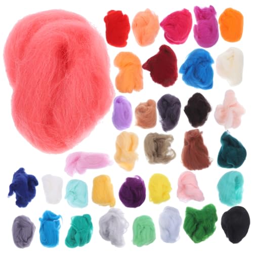 Housoutil 36 Stück Teiliges DIY Filzwolle mit Farben Praktisches Nadelfilz Kit für Trockenfilzen Vielseitiges Bastelmaterial für Erwachsene für Wolltiere Accessoires und Kreative von Housoutil