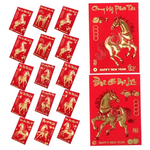 Housoutil 360 Stück Rote Neujahrsumschläge Jahr Des Pferdes Kreative Hundertyuan-lucky Money Envelopes Vietnamesische Dekoration Für Frühlingsfest Hochzeit Geburtstag Geschenkumschläge von Housoutil