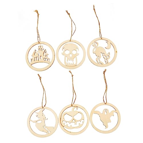 Housoutil 36Stücke Holzscheiben Für DIY Halloween Dekoration Unfertige Holzstücke Für Bastelideen Hängende Ornamente Für Halloween Partys Und Festlichkeiten von Housoutil