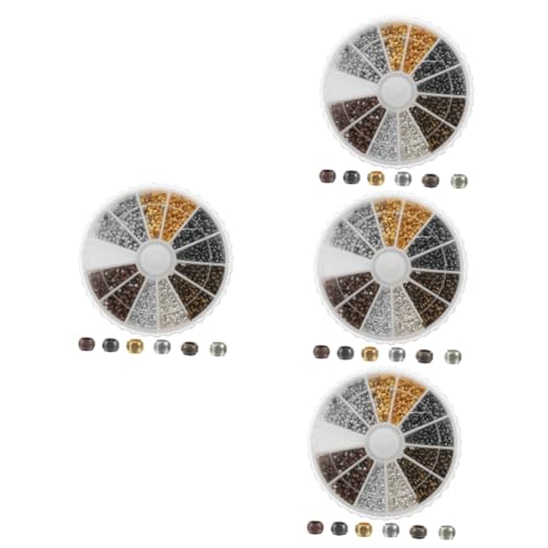 Housoutil 4 Boxen Kupferbox -Perlen Perlen für Armbänder klobig Schmuck Halskette Herstellung Spacer Perlen Armband lose Perlen handgefertigte lose Abstandshalterperlen lose Perle aus Kupfer von Housoutil