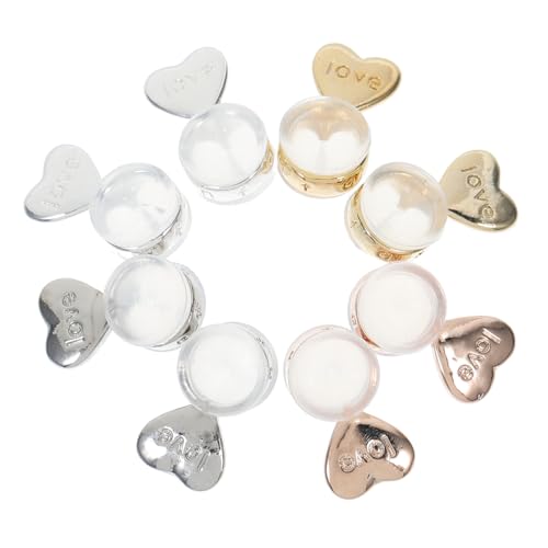 Housoutil 4 Paare Silikon Ohrstecker Verschlüsse Herzform Ohrring Lifter Stütze für Hängende Ohren Sicherer Halt Komfortabel Wiederverwendbar in Gold Silber Roségold Stahlfarben Housoutil 4 Paare Silikon Ohrstecker Verschlüsse Herzform Ohrring Lifter Stütze für Hängende Ohren Sicherer Halt Komfortabel Wiederverwendbar in Gold Silber Roségold Stahlfarben von Housoutil