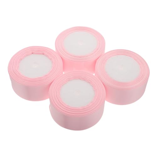 Housoutil 4 Rollen Blumen Geschenkband Stoffblumenbögen Wickelband DIY-Band für Kopfbedeckungen Valentinstag-Satinband Weihnachtsband Hochzeitsband Haarband Polyester Rosa von Housoutil