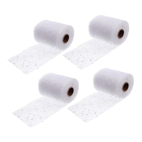 Housoutil 4 Rollen Garn Zum Wickeln Von Blumen Weihnachten Schnee Weihnachtsnetzband Weihnachtsband Netzwickel Band Zum Verpacken Schleife Maschenband Für Kränze Strauß Weiß von Housoutil