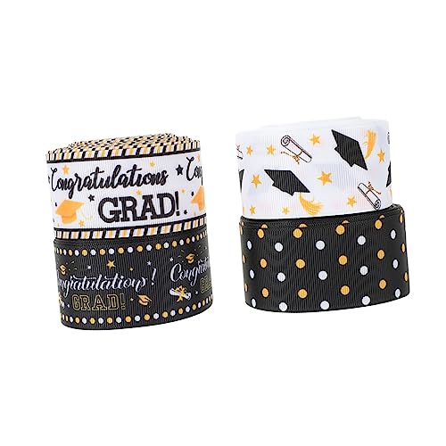 Housoutil 4 Rollen Partyzubehör Gegenwärtig Wickelband wickeln Dekoration dickes Band Graduierungs-Handwerksbänder Partybänder abschluss geschenkbänder dekorative Glückwunschbänder Polyester von Housoutil