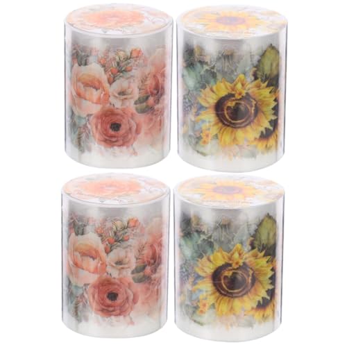 Housoutil 4 Rollen Pet Washi Tape Pflanzenmotiv Scrapbooking Klebeband pro DIY Planner Sticker Dekoratives Bastelband für Tagebücher Geschenke Journals und Handarbeiten von Housoutil