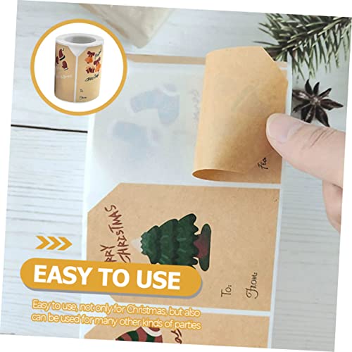 Housoutil 4 Rollen Selbstklebende Weihnachts Geschenketiketten mit Baum Socke Schneemann und Motiven Kraftpapier Aufkleber Beschreibbar Festliche Geschenkaufkleber für Verpackungen und Housoutil 4 Rollen Selbstklebende Weihnachts Geschenketiketten mit Baum Socke Schneemann und Motiven Kraftpapier Aufkleber Beschreibbar Festliche Geschenkaufkleber für Verpackungen und von Housoutil
