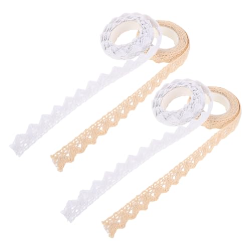 Housoutil 4 Rollen Selbstklebendes Klebeband Spitzenband Baumwollstoff Bandbesatz Dekoratives Spitzenband Spitzenbänder Baumwoll Dekoband Spitzen Washi Band Spitzenbesatzbänder von Housoutil