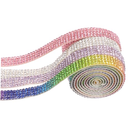 Housoutil 4 Rollen Selbstklebendes Strassband mit Funkelnden Kristallsteinen Langlebiges Resin Material Zuschneidbar für DIY Dekoration Bling Ribbon in Weiß Lila Reihig Housoutil 4 Rollen Selbstklebendes Strassband mit Funkelnden Kristallsteinen Langlebiges Resin Material Zuschneidbar für DIY Dekoration Bling Ribbon in Weiß Lila Reihig von Housoutil