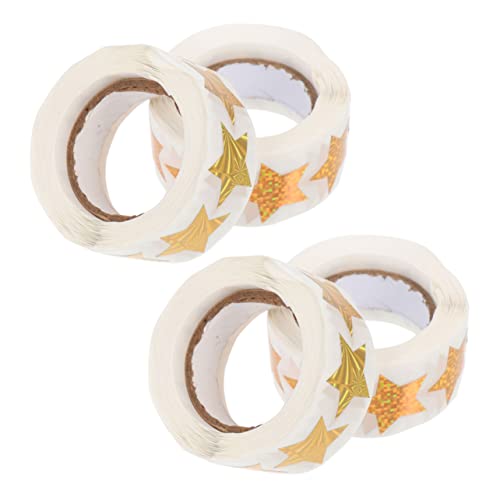 Housoutil 4 Rollen Sternsiegel-Aufkleber, selbstklebende Briefumschlag-Verschlüsse für Verpackungen für Gastgeschenke, Backen und Snacks, dekorative Etiketten für glatte Oberflächen von Housoutil