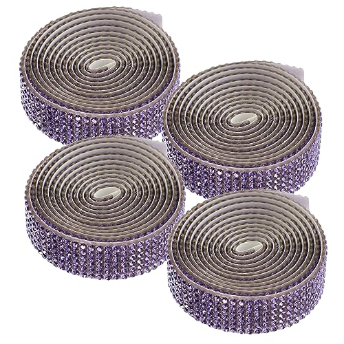 Housoutil 4 Rollen Strass Applikationen für Brautgürtel Glitzernde Rhinestone Aufbügler mit Kleberücken für DIY Hochzeitskleider Traumhafte Dekoration von Housoutil
