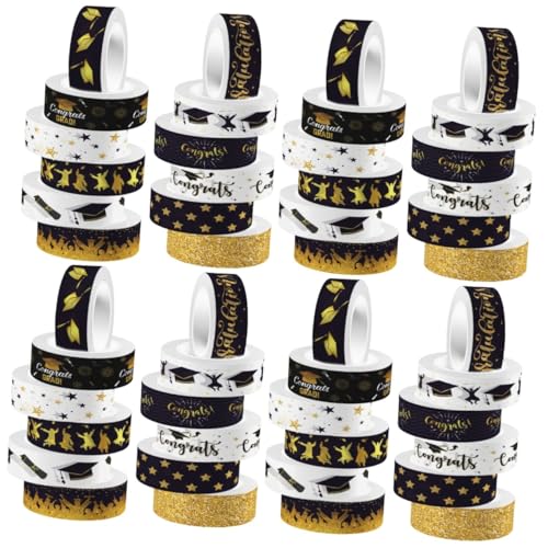 Housoutil 4 Sätze Abschluss-washi-tape Abschlussschalbenbuchaufkleber Tagebuchband Dekorateure Sammelalbum Dekoration Abschlussband Klebeband Für Die Schule Flüsterpapier 12 Rollen * 4 von Housoutil