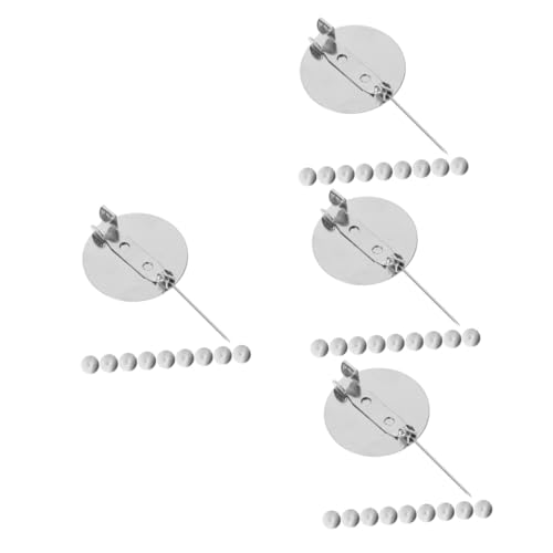Housoutil 4 Sätze Broschenmaterial Form Brosche Basis Brosche Schließt Stiftscheibe Broschennadeln Zum Basteln Tablett Zur Herstellung Von Broschen Brosche Vorräte Metall Silber 50 Stück * 4 von Housoutil