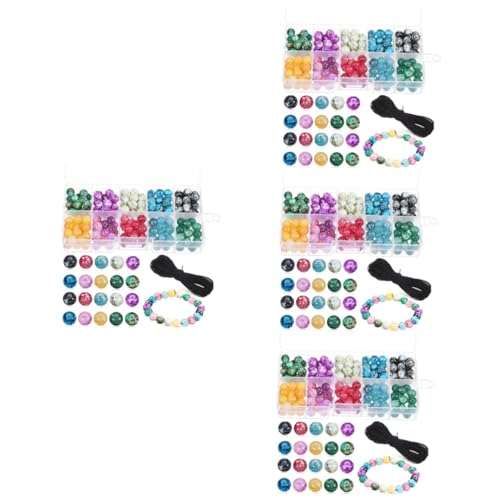 Housoutil 4 Sätze Diy Bastelperlen Runde Perlen Mit Elastischem Faden Für Armbänder Schlüsselanhänger Und Schmuckgestaltung 200 Stück * 4 von Housoutil