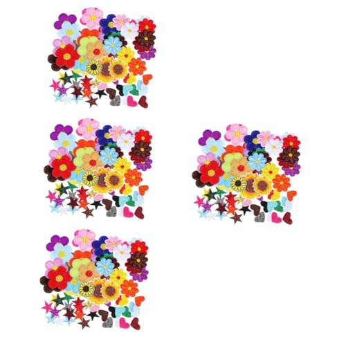Housoutil 4 Sätze Farbenfroher Gestickter Stofffleck Flecken Reparatur Patch Aufnähen Tuch Applikationen Patches Für Hüte Gänseblümchen-patch Nähflicken Aus Polyester Stickgarn 71 Stück * 4 von Housoutil