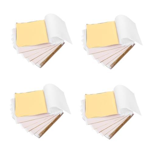 Housoutil 4 Sätze Goldfolie Folienkarton Goldloses Blatt Metallisches Kartonpapier Folie Origami-papier Folienflocken Folie Zum Basteln Metallblatt Eloxiertes Aluminium Golden 100 Stück * 4 von Housoutil