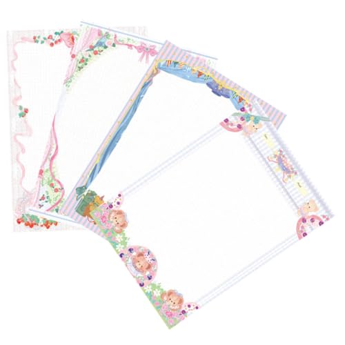 Housoutil 4 Sätze Teiliges Handgefertigter Notizbuchpapiere für Scrapbooking Diy mit Bunten Cartoon Mustern für Kreative Projekte und Fotoalben von Housoutil