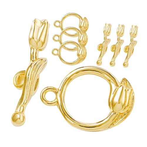 Housoutil 4 Sätze Werkzeug zur Herstellung von Armbändern schmuckherstellung schmuck machen Knebelverschlüsse für Halsketten aus Metall Armband Knebelverschluss Kupfer Golden von Housoutil
