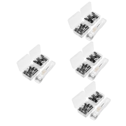 Housoutil 4 Sätze Wiederverwendbarer Hefter mit Clipspender für Bürobedarf Transparente Push Clips Hefter Nachfüllclips für Dokumentenorganisation im Büro und Studium von Housoutil