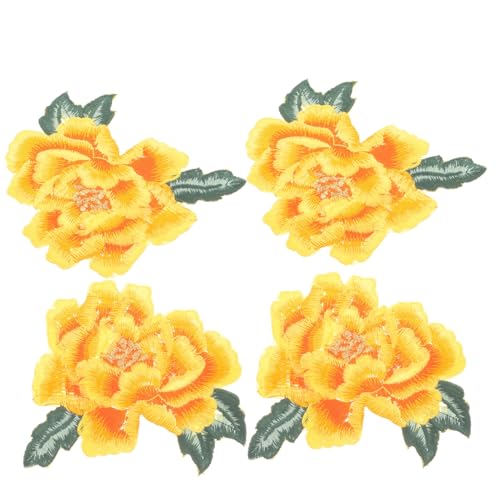 Housoutil 4 Stück Blumen Stickerei Aufnäher Bügelbilder für Kleidung Taschen und DIY Projekte Vivid Flower Patches zum Aufbügeln oder Nähen Kreative Dekoration für von Housoutil