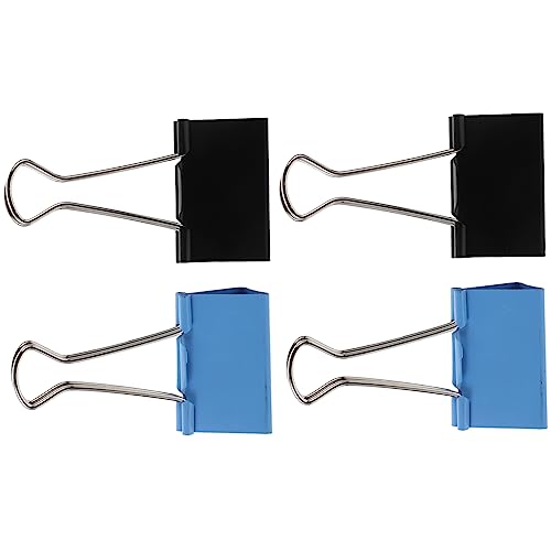 Housoutil 4 Stück Büro Klammern Binder Clips Große Klammern für Dokumente Praktische Bürobedarf für Schule und Zuhause Farbige Büroklammern Schwarz und Blau von Housoutil