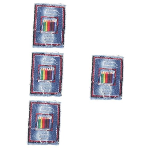 Housoutil 4 Stück Dekorativer Jeanspatch Hochwertigem Denim für Kleidung Einfach Aufzubügeln DIY Fashion Patch für Jeans Jacken und Mehr Vielseitig Einsetzbar Langlebig und Waschbar von Housoutil