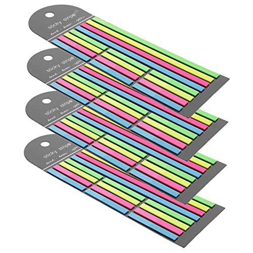 Housoutil 4 Stück Fluoreszierende Haftnotizen bunte Lesestreifen Student Klebestreifen für Bücher Registerkarten für Memo-Notizen klebrig Textmarker-Tabs Leseführungsstreifen von Housoutil