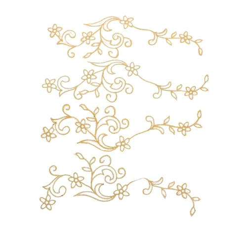 Housoutil 4 Stück Genähte Applikation Aufnäher Floral Aufnähen Kleiderflicken Blumen- Kleidungsflicken Applikationen Stickerei Flecken Patch Gehäkelte Nähflicken Verschönerung Stoff Beige von Housoutil