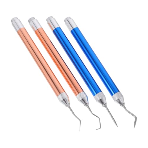 Housoutil 4 Stück LED Beleuchtete Vinyl Entgitterwerkzeuge mit Nadel und Haken aus Aluminium und Edelstahl Langlebige Jätstifte für Präzises Entfernen von Feinem Vinylpapier und DIY von Housoutil