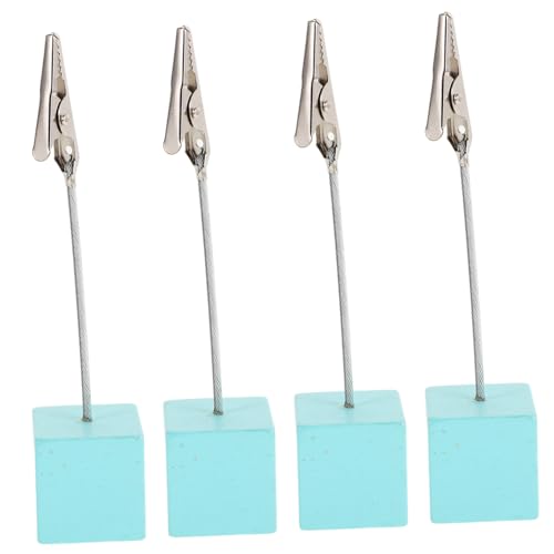 Housoutil 4 Stück Memo-ordner Memo-clip-halterständer Tisch Steht Für Schilder Halter Für Fotoclips Tischkarten Für Die Tischdekoration Bild Steht Für Anzeige Rostfreier Stahl Sky-blue von Housoutil