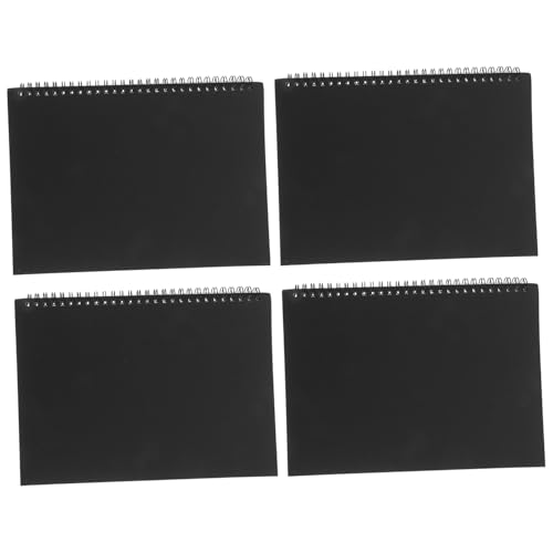 Housoutil 4 Stück Notizbuch Schulbedarf Notizbücher Für Die Arbeit Hefte Für Die Schule Schulmaterial Für College-studenten Spiralblock Notizen Notebook Notebook-geschäft Schwarz Papier von Housoutil