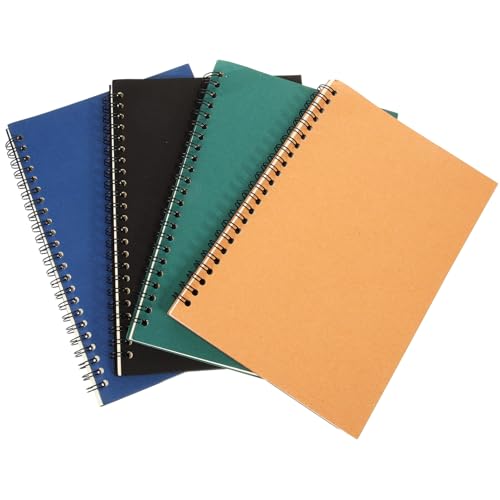 Housoutil 4 Stück Notizbuch aus Kraftpapier Teiliges mit Spiralbindung für Notizen Planungen und Diy Projekte Natur Schwarz Dunkelblau und Grün von Housoutil