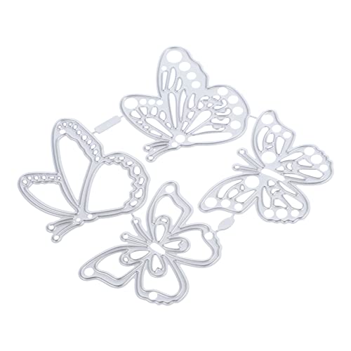 Housoutil 4 Stück Papierhandwerk gestanzt Schmetterlingsstanzen Schnitte sterben Scrapbooking Schneidemuster Stanzteile aus Metall Prägewerkzeug zur Papierherstellung Kohlenstoffstahl Silver von Housoutil