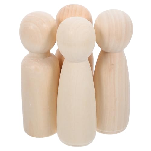 Housoutil 4 Stück Puppenspielzeug Aus Holz Peg People Dekorative Holzpflockfiguren Leute Aus Holzpflock Holzfiguren Holzhandwerk Unvollendete Peg-leute Holz Beige von Housoutil
