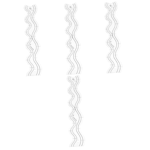 Housoutil 4 Stück Quilting Schablone Acryl Transparente Quilting Vorlage für Nähmaschinen Wellenrand Lineal für Präzise Stoffverarbeitung und DIY Projekte für Anfänger von Housoutil