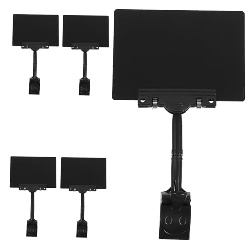 Housoutil 4 Stück Rotationsklemmhalterung Etiketthalter Mini Supermarktstand steht für Kleine Tafel Einzelhandelsdisplay drehbarer Etikettenclip Preisschilder-Clip anzeigen PVC Schwarz von Housoutil